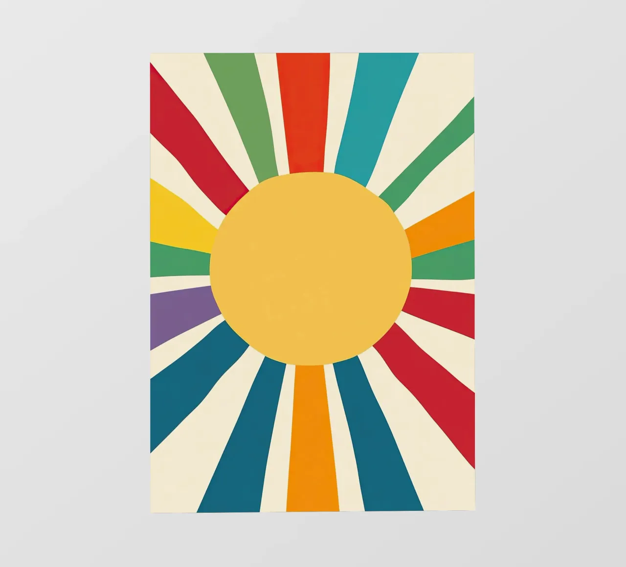 Sonne Mid-Century Bunt Minimal telo in pvc da Nikis Art Studio