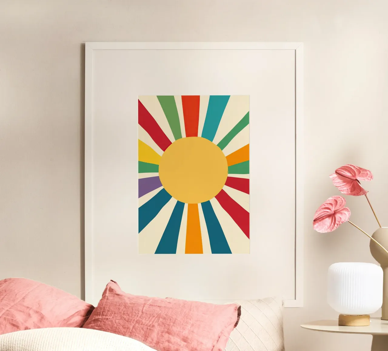 Sonne Mid-Century Bunt Minimal carta hahnemühle da Nikis Art Studio