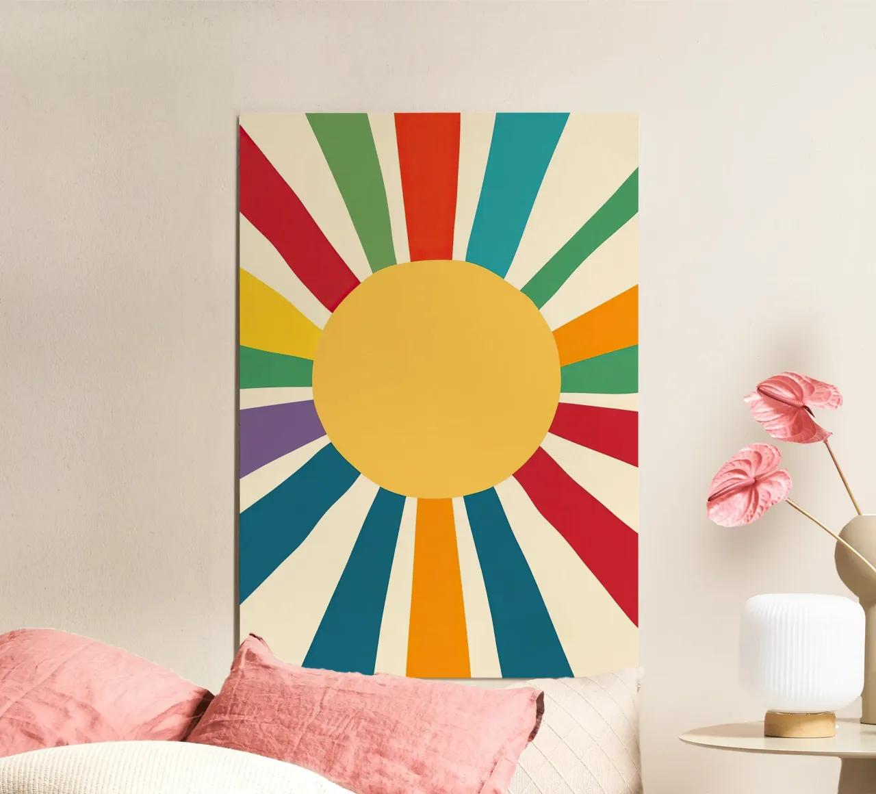 Sonne Mid-Century Bunt Minimal carta hahnemühle da Nikis Art Studio