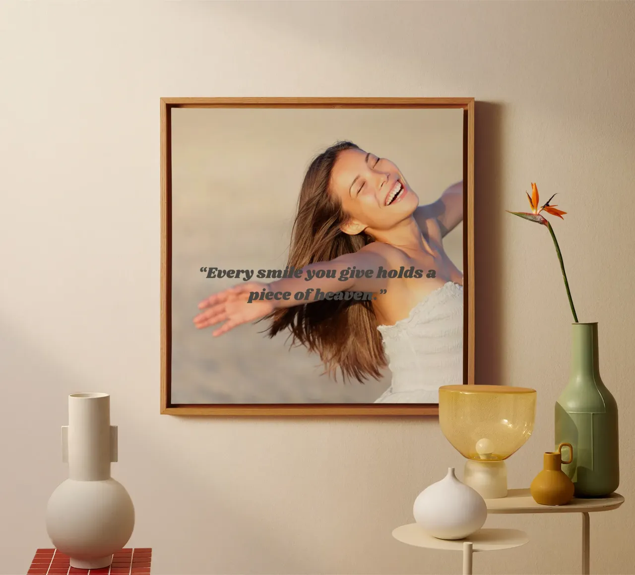 Every smile you give holds a piece of heaven tela con Cornice a cassetta da Hearttoheartfeelings