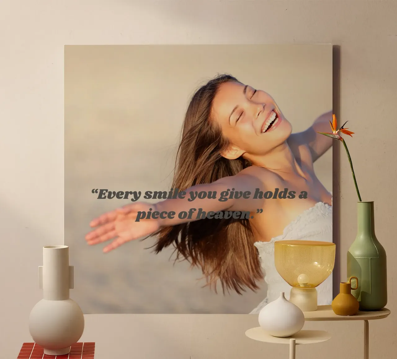 Every smile you give holds a piece of heaven tela con Cornice a cassetta da Hearttoheartfeelings