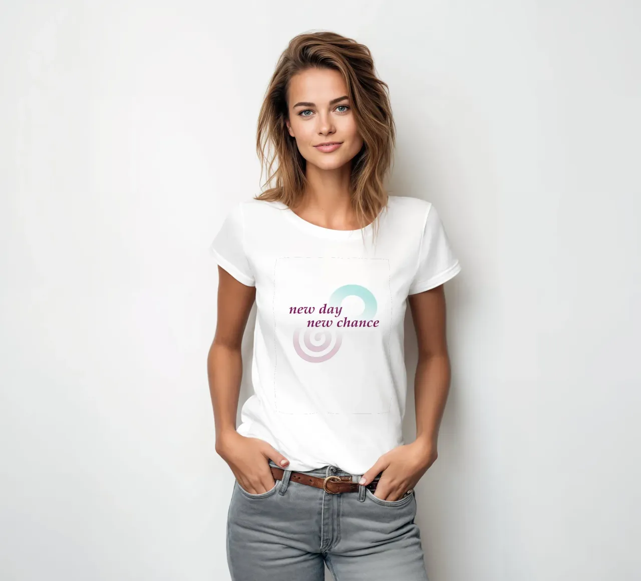 Geometric shapes with the slogan new day new chance women's fitted t-shirt by Something for you