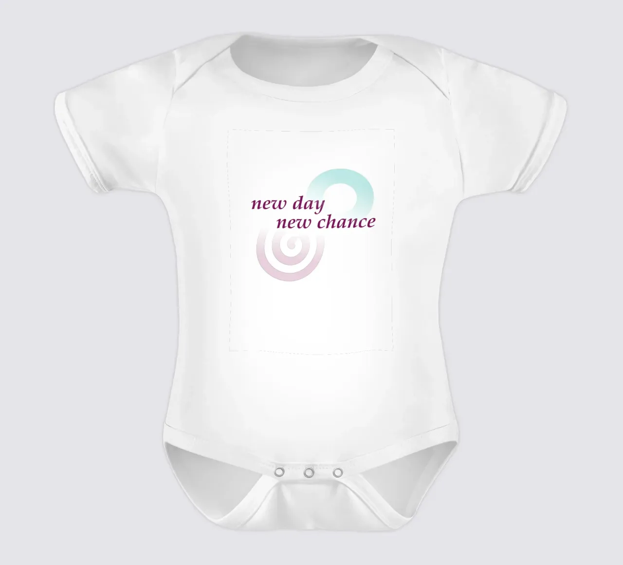 Geometric shapes with the slogan new day new chance short-sleeve baby romper by Something for you