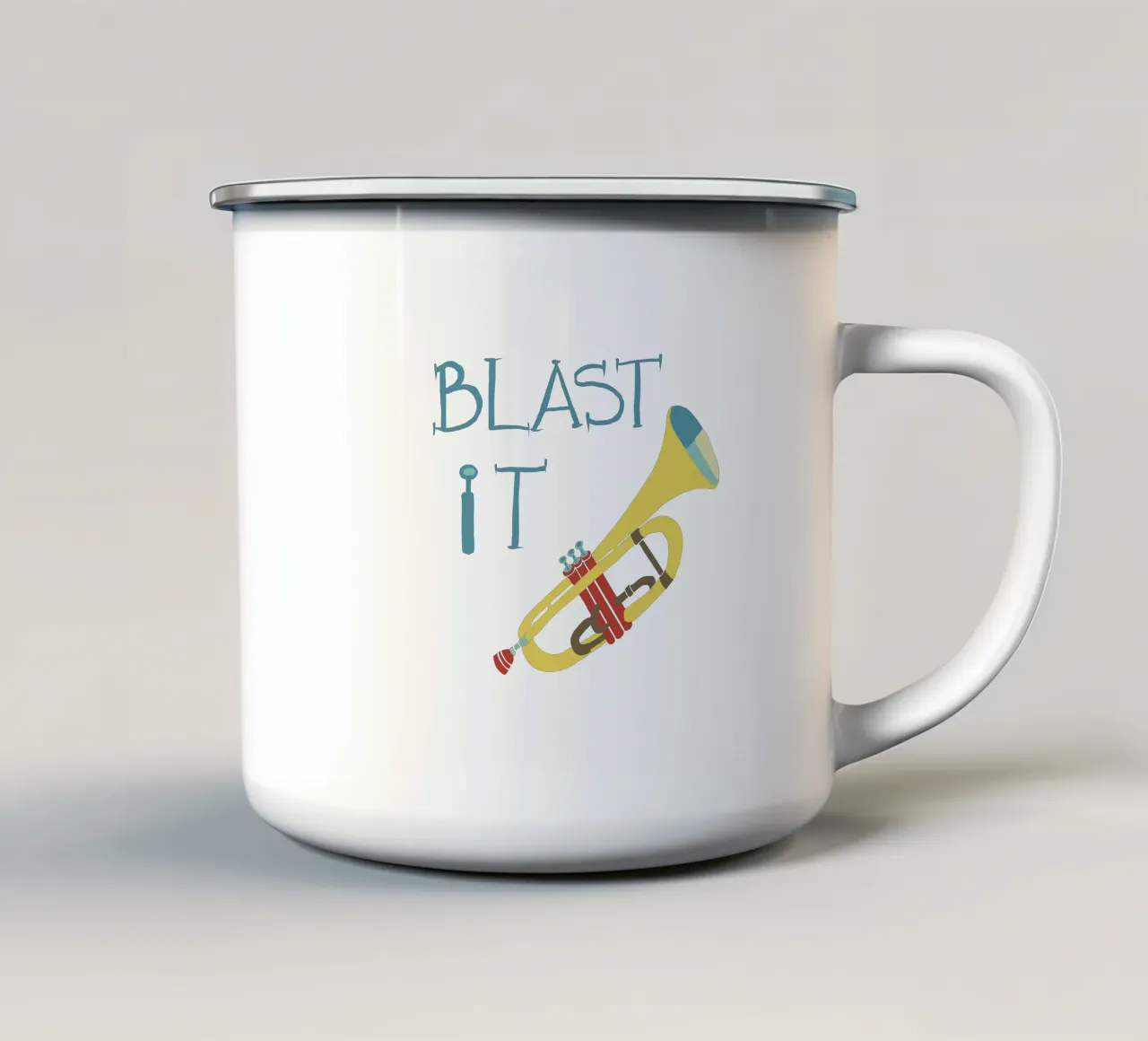 Blast it- Trumpet Art tazza in smalto da Christiane Luz Creativum
