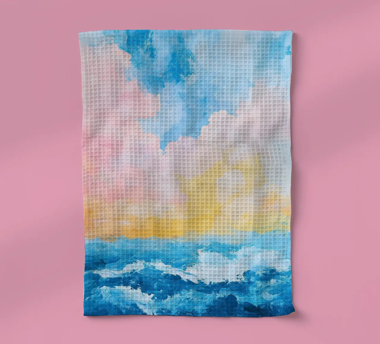 Cielo astratto Mare Nuvole acquerello pastello canovaccio da cucina da Nikis Art Studio