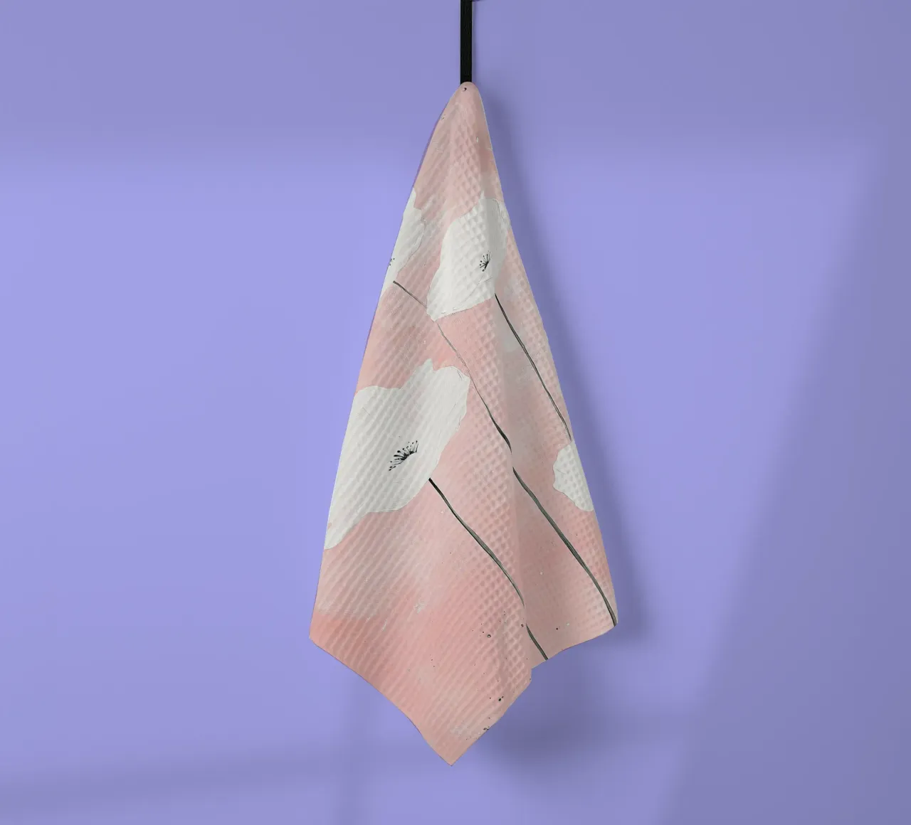 Papaveri Bianco Rosa Fiori Acquerello canovaccio da cucina da Nikis Art Studio