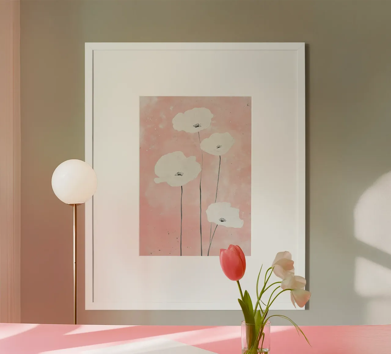 Papaveri Bianco Rosa Fiori Acquerello carta hahnemühle da Nikis Art Studio