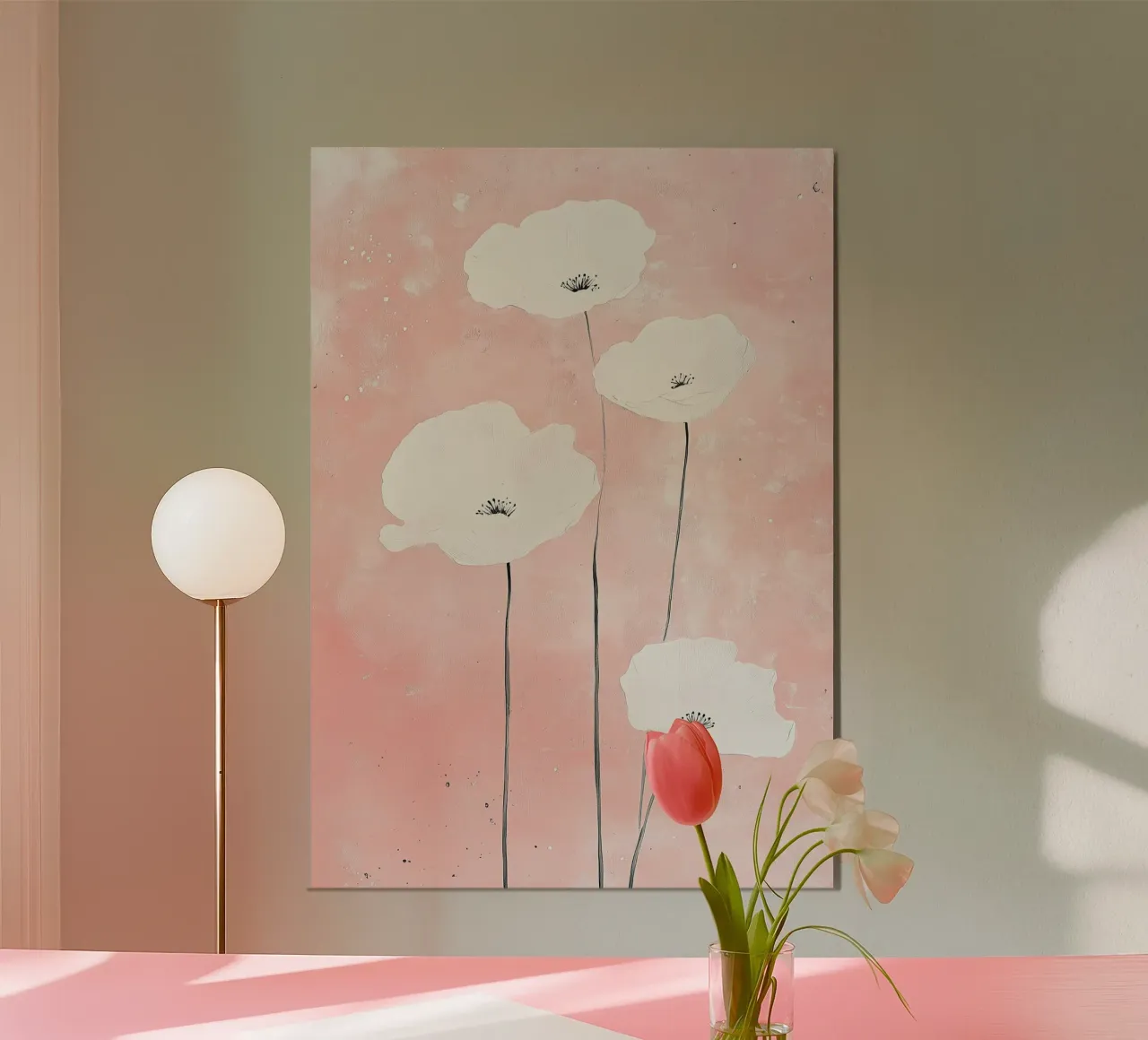 Papaveri Bianco Rosa Fiori Acquerello carta hahnemühle da Nikis Art Studio