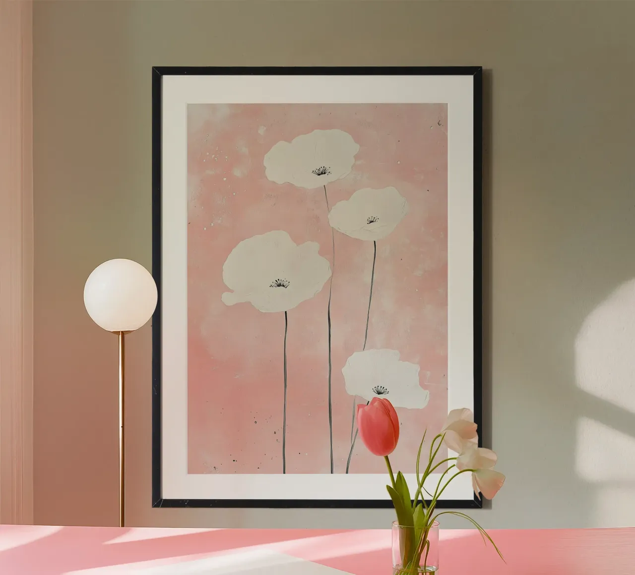 Papaveri Bianco Rosa Fiori Acquerello carta hahnemühle da Nikis Art Studio