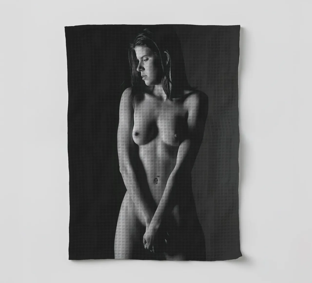 Mel Nude tea towel by Dave Hare Photography