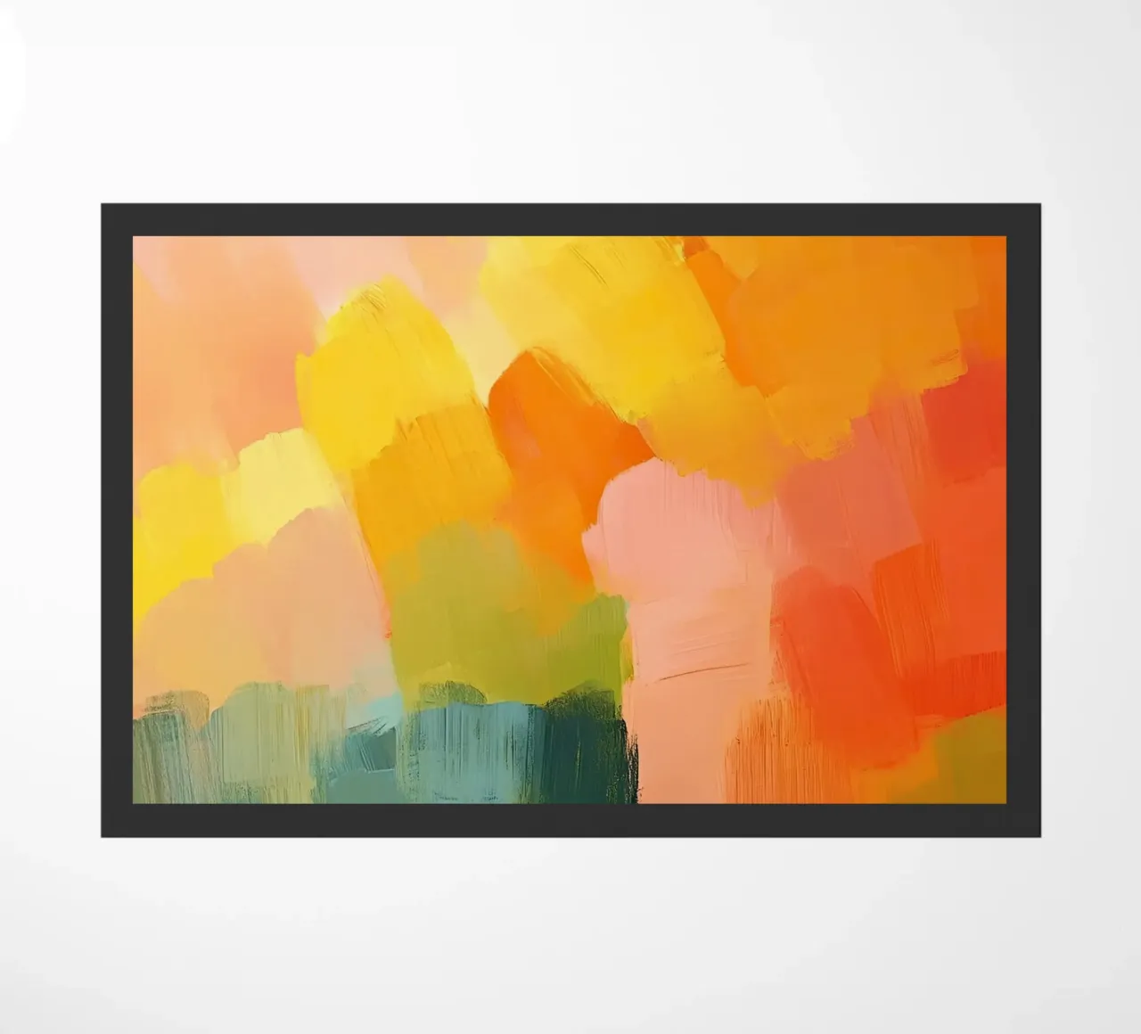Abstrait Pastel Jaune Orange Rose Bleu Vert paillasson de Nikis Art Studio
