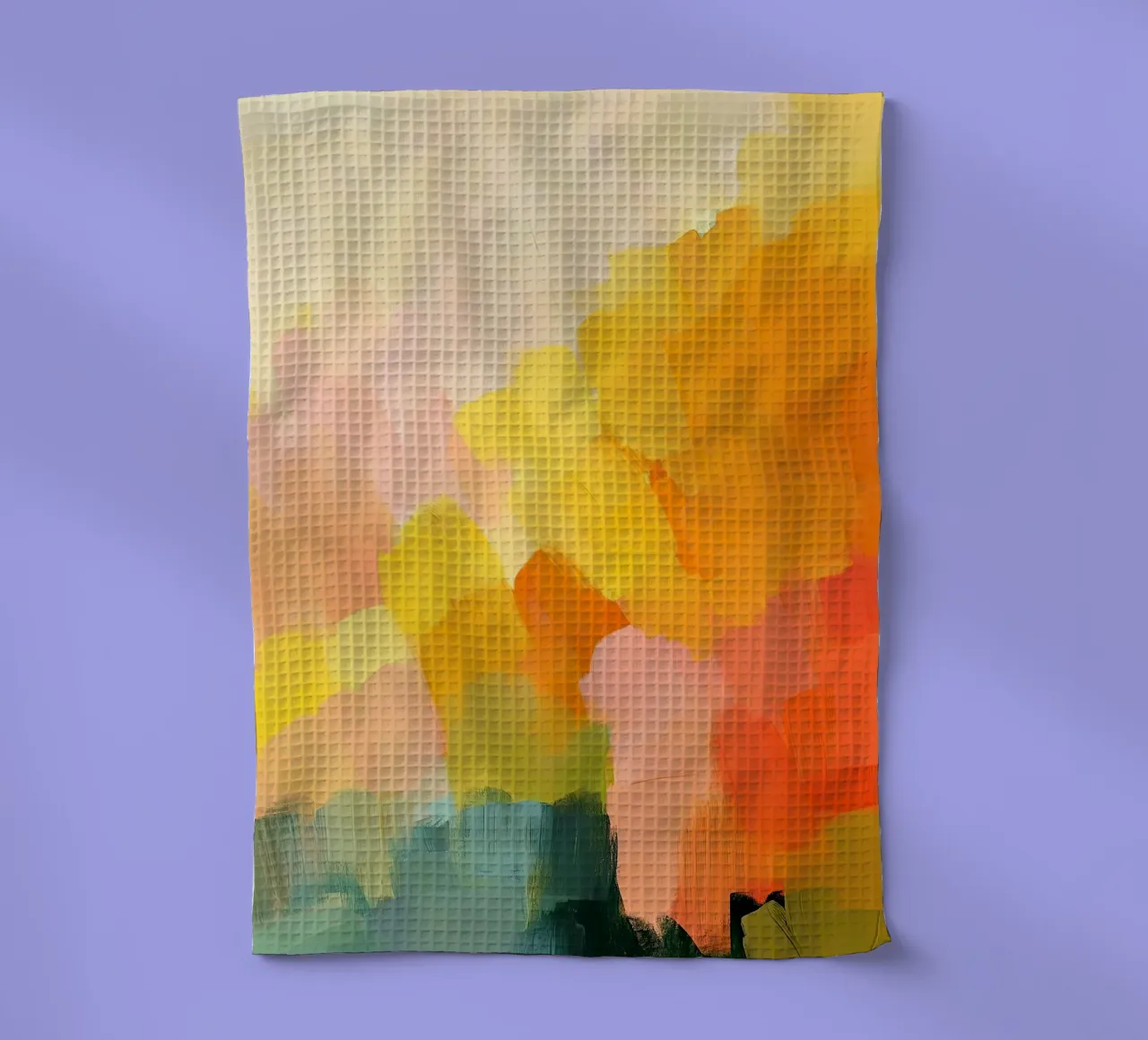 Abstrait Pastel Jaune Orange Rose Bleu Vert torchon de Nikis Art Studio