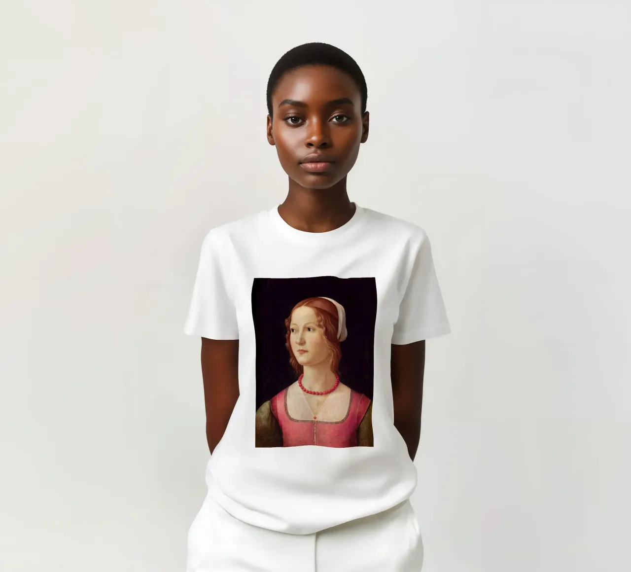 Domenico Ghirlandaio - Portrait of a Young Woman (1490) t-shirt by William Store