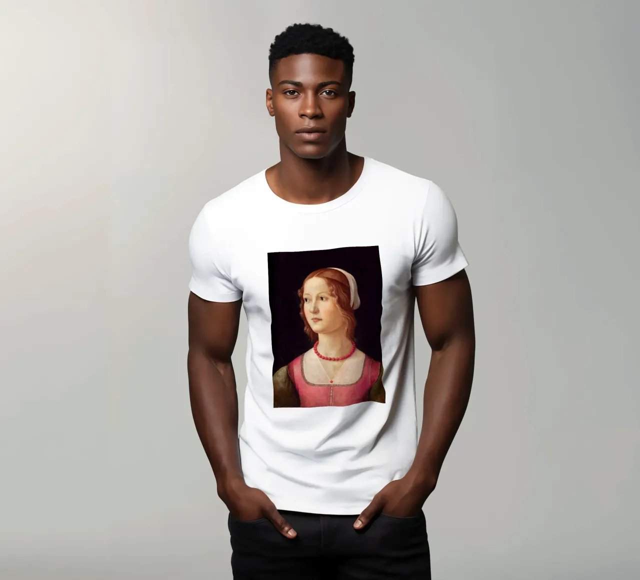 Domenico Ghirlandaio - Portrait of a Young Woman (1490) t-shirt by William Store