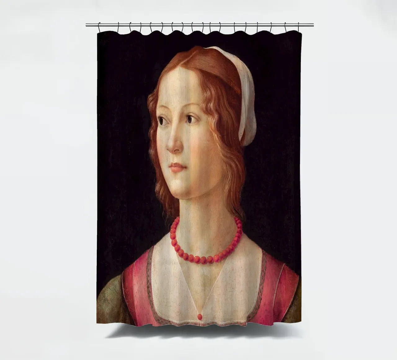 Domenico Ghirlandaio - Ritratto di giovane donna (1490) tenda da doccia da William Store