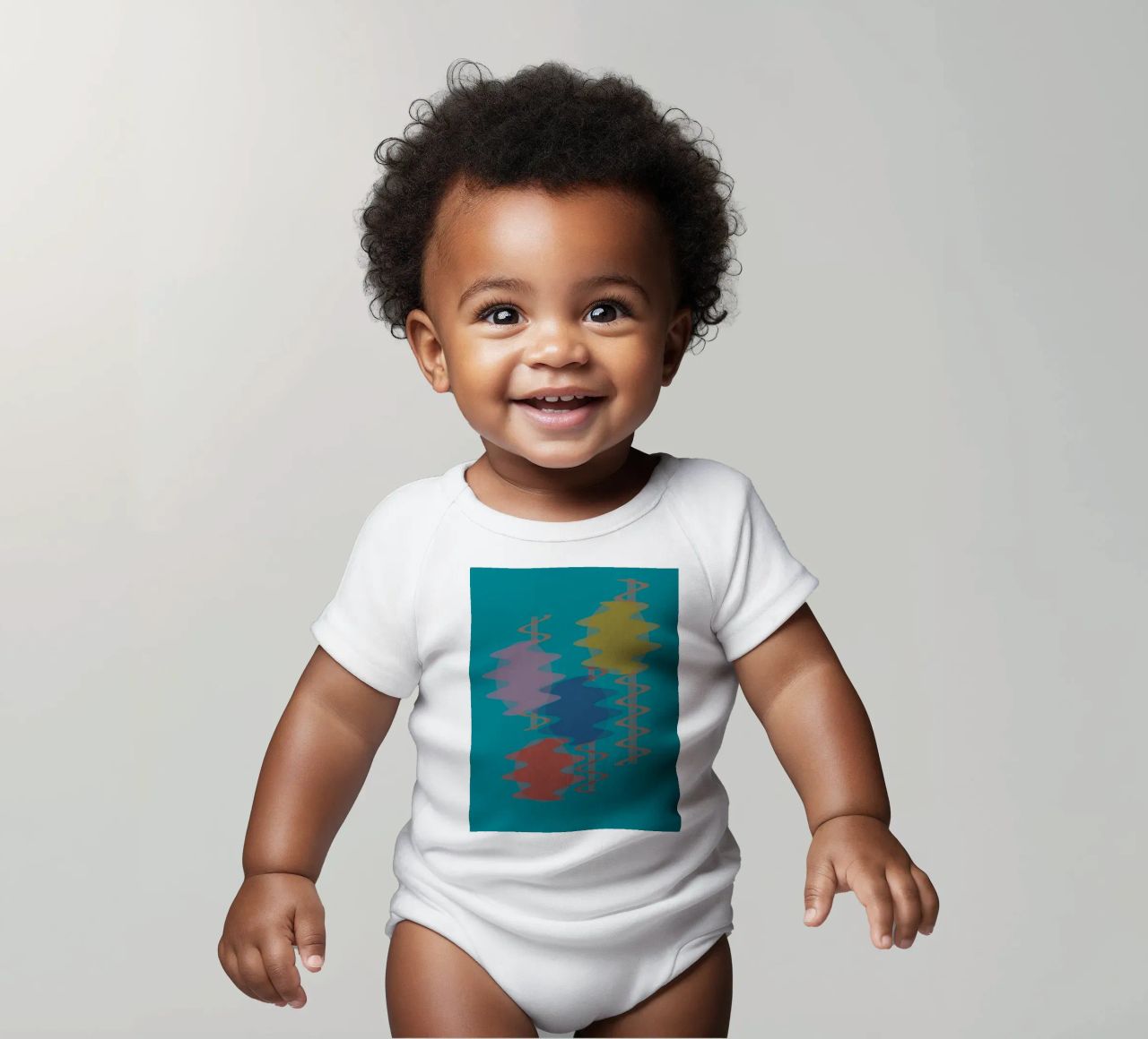 Forme geometriche astratte e colorate body neonato maniche corte da Something for you