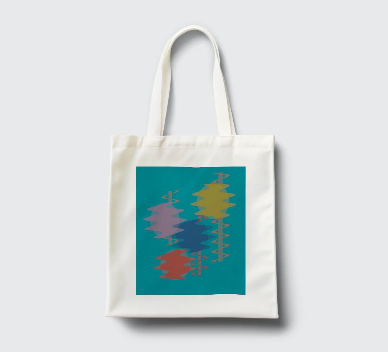 Forme geometriche astratte e colorate borsa in juta da Something for you