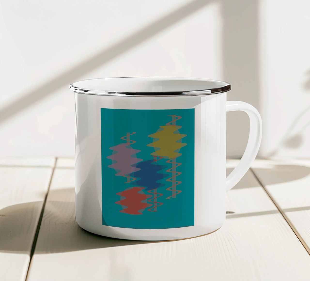 Forme geometriche astratte e colorate tazza in smalto da Something for you