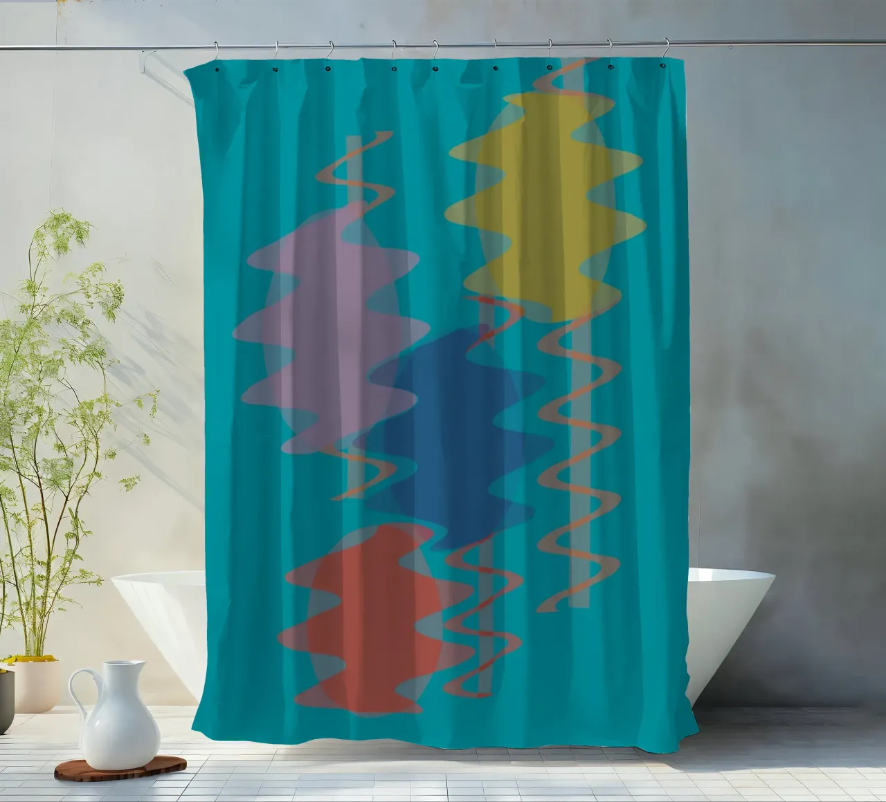 Forme geometriche astratte e colorate tenda da doccia da Something for you