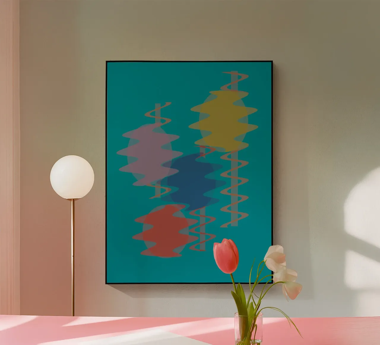 Geometrische abstracte kleurrijke vormen acryl van Something for you