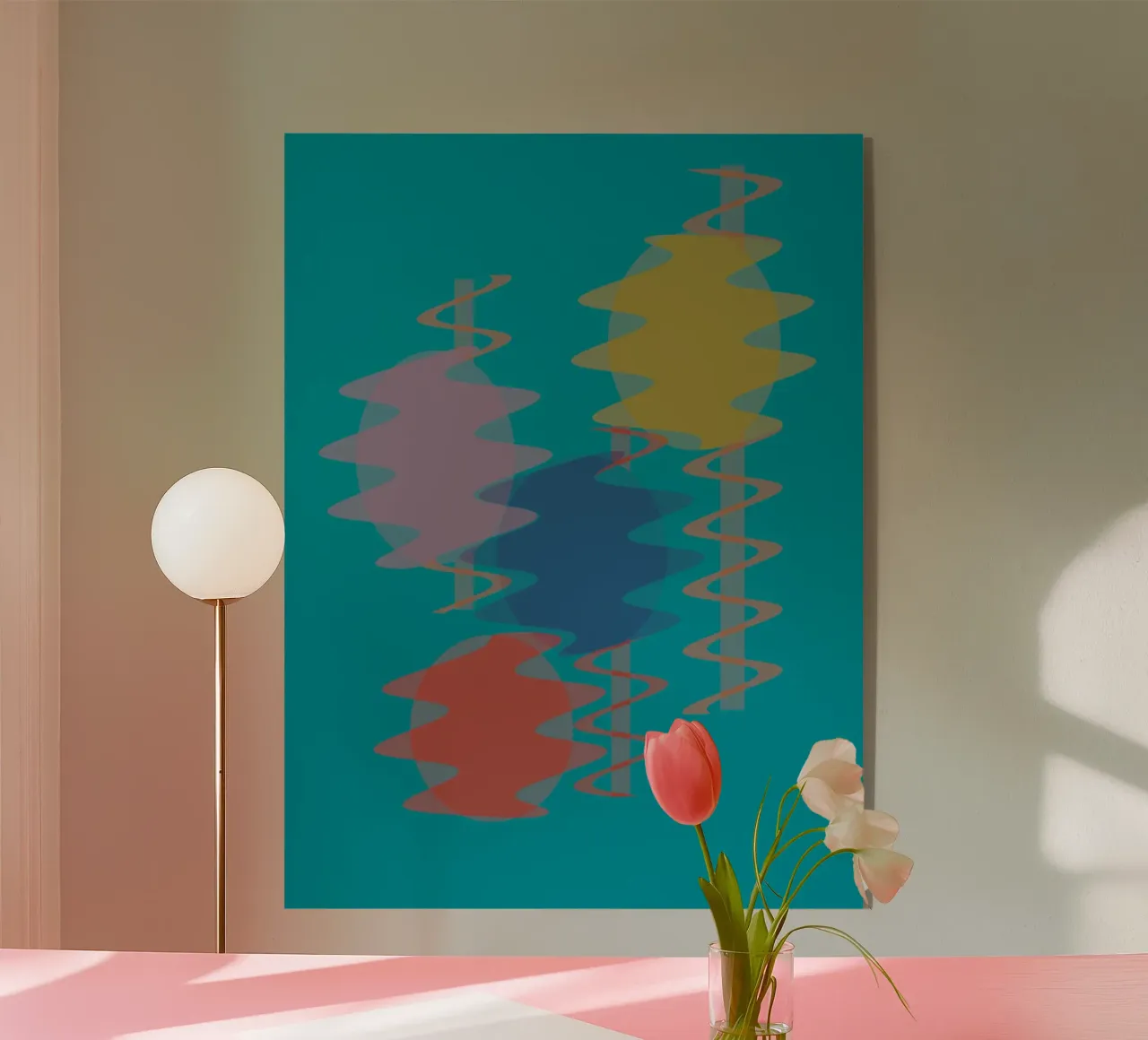 Geometrische abstracte kleurrijke vormen acryl van Something for you