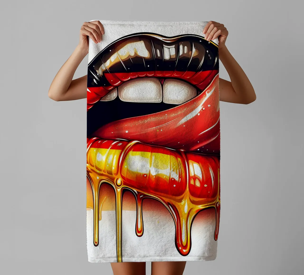 GERMAN LIPS towel by ARTOMATIC