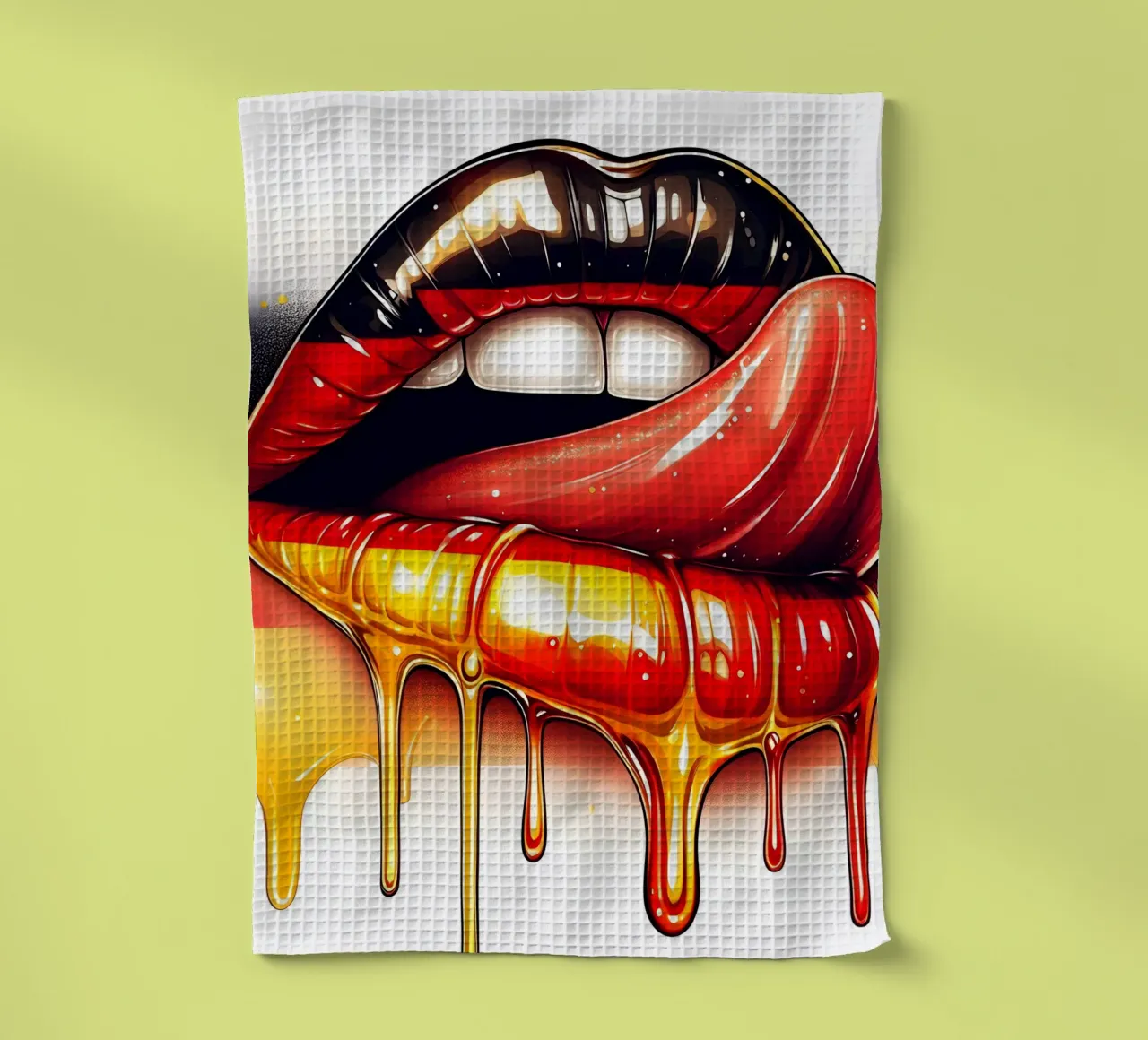 GERMAN LIPS tea towel by ARTOMATIC