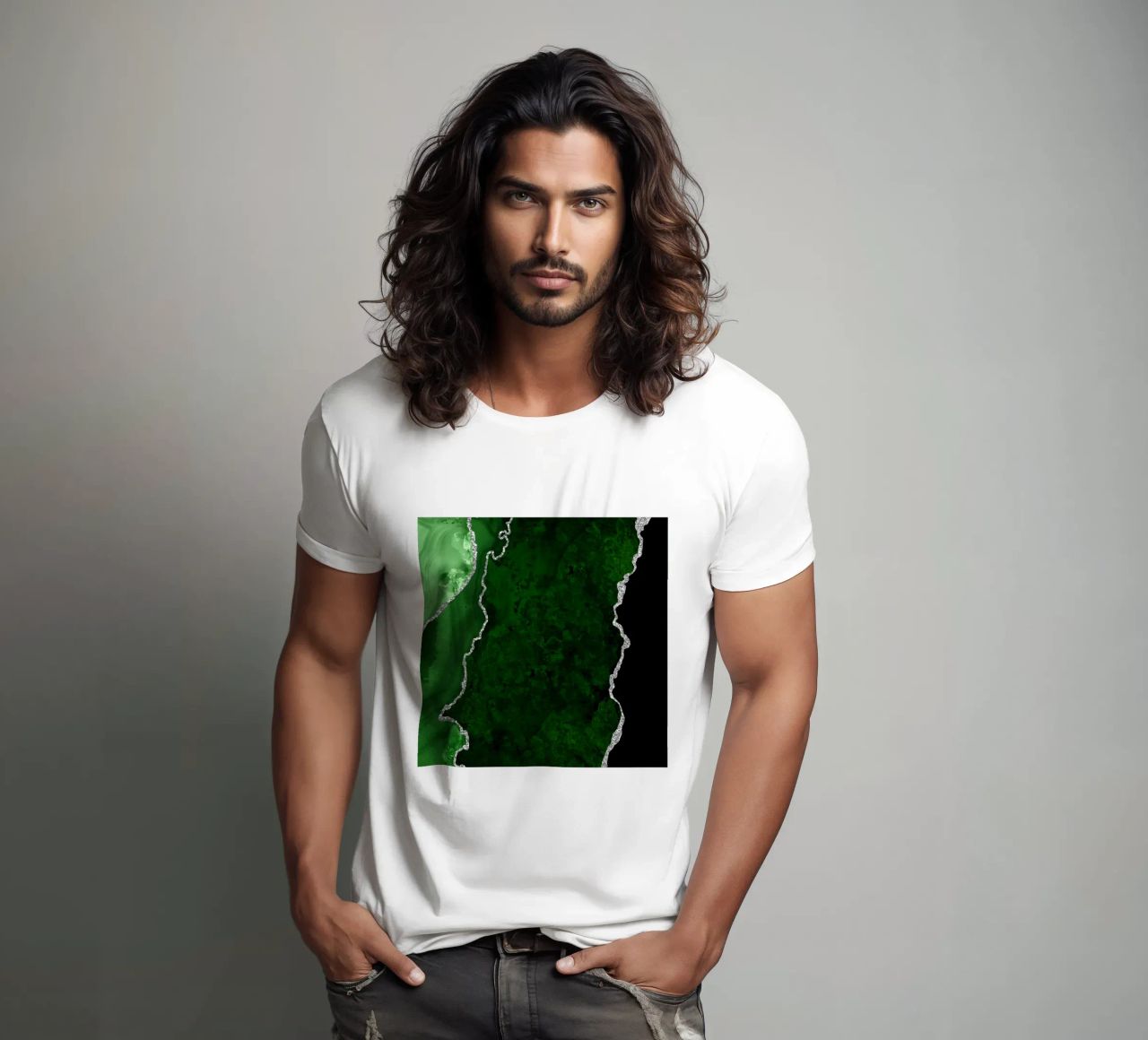 Texture Agata verde e argento 01 t-shirt da Gemstone Textures