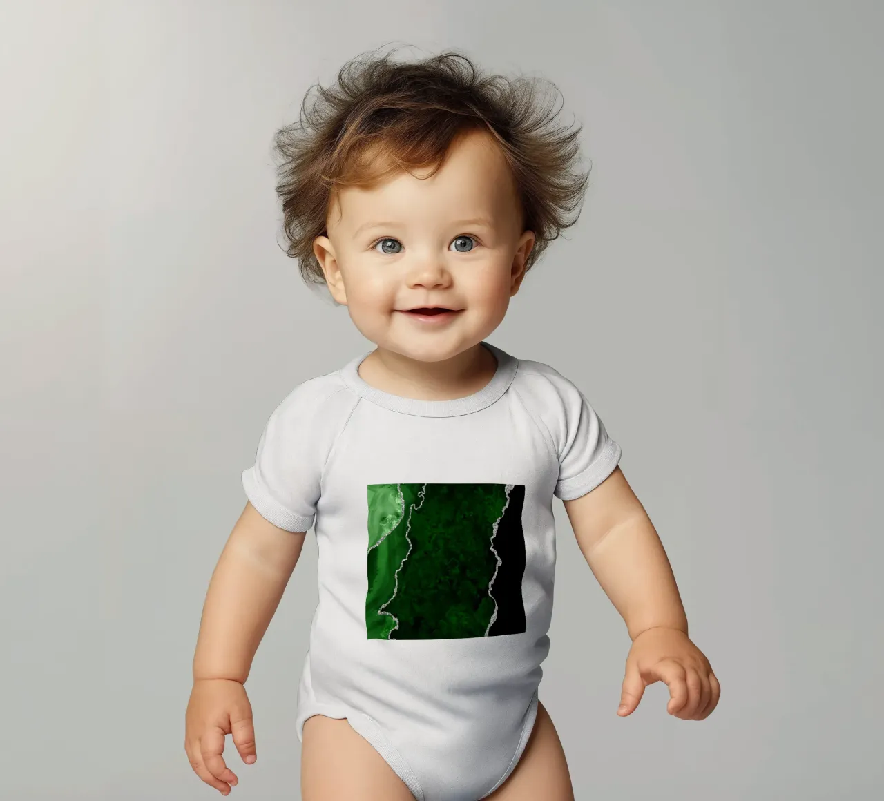 Texture Agata verde e argento 01 body neonato maniche corte da Gemstone Textures