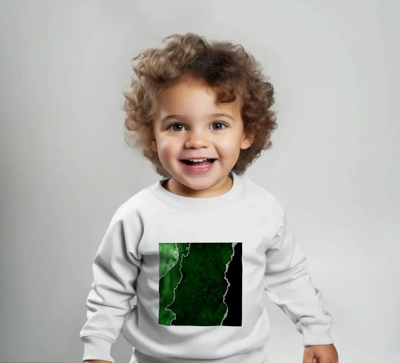 Grüner & silberner Achat Textur 01 Baby Sweatshirt von Gemstone Textures