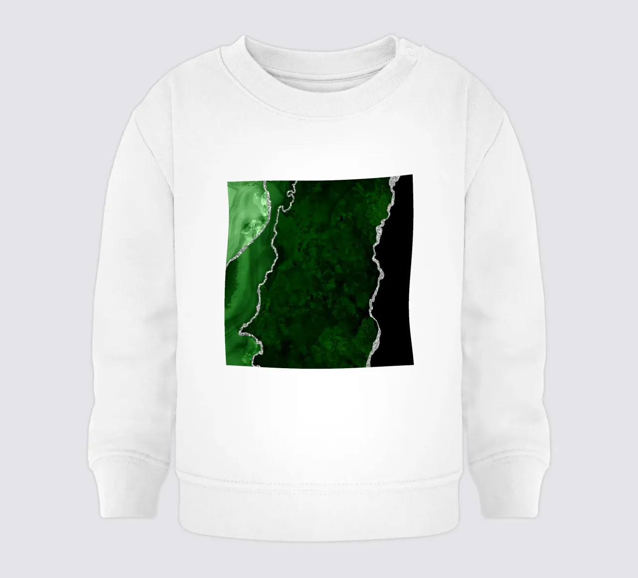 Grüner & silberner Achat Textur 01 Baby Sweatshirt von Gemstone Textures