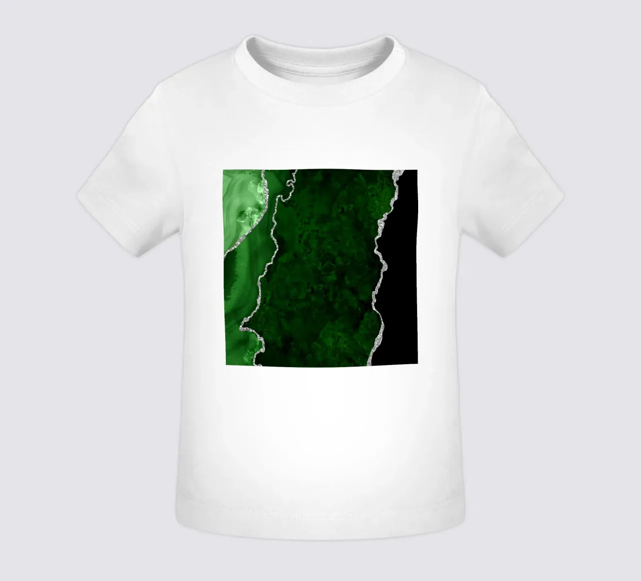 Groene en zilveren agaatstructuur 01 baby t-shirt van Gemstone Textures