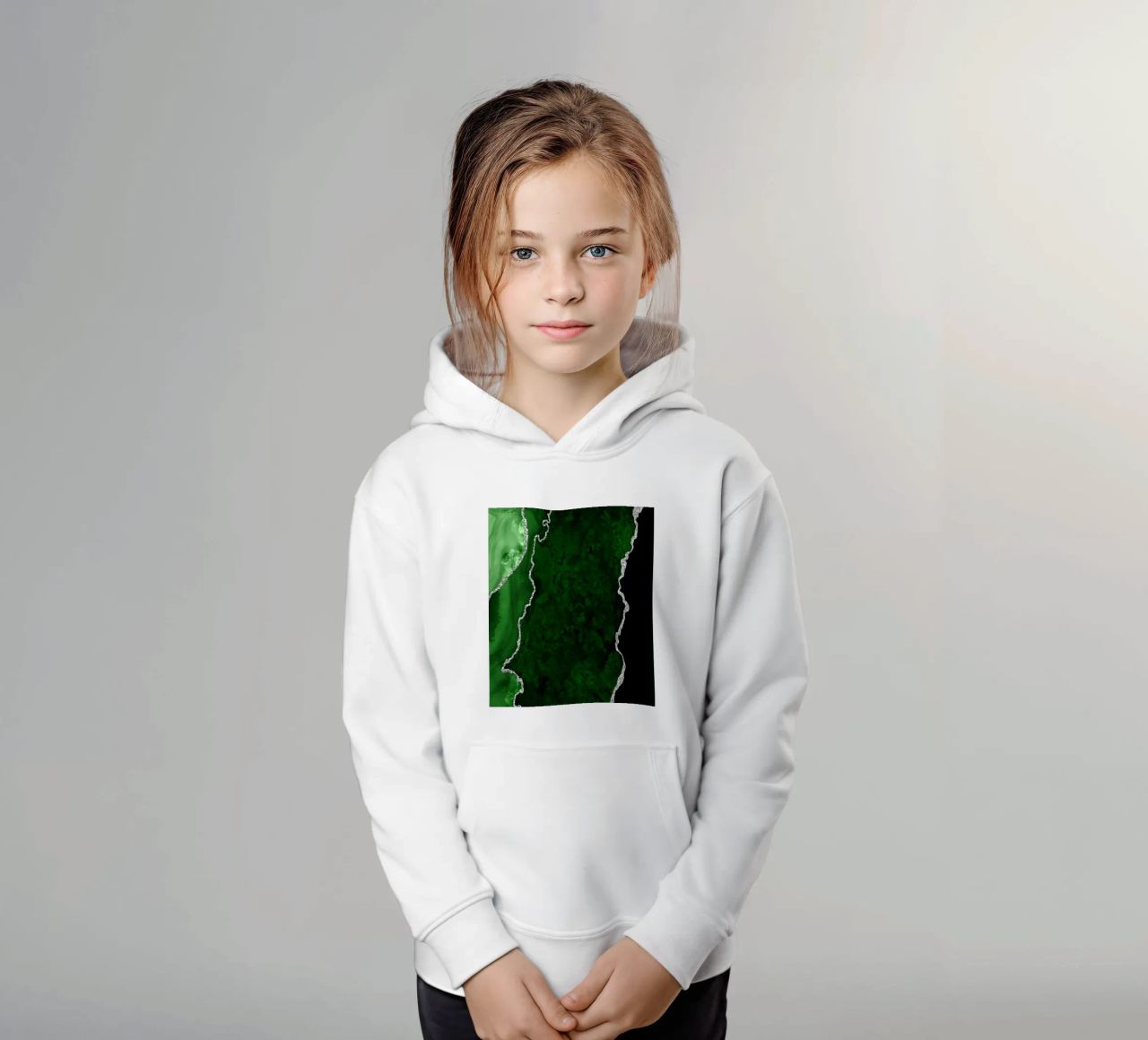 Texture Agata verde e argento 01 felpa bambino con cappuccio da Gemstone Textures