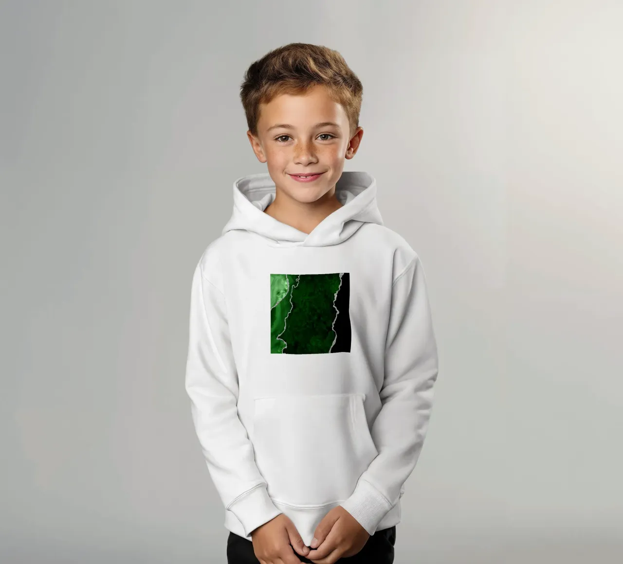 Texture Agata verde e argento 01 felpa bambino con cappuccio da Gemstone Textures