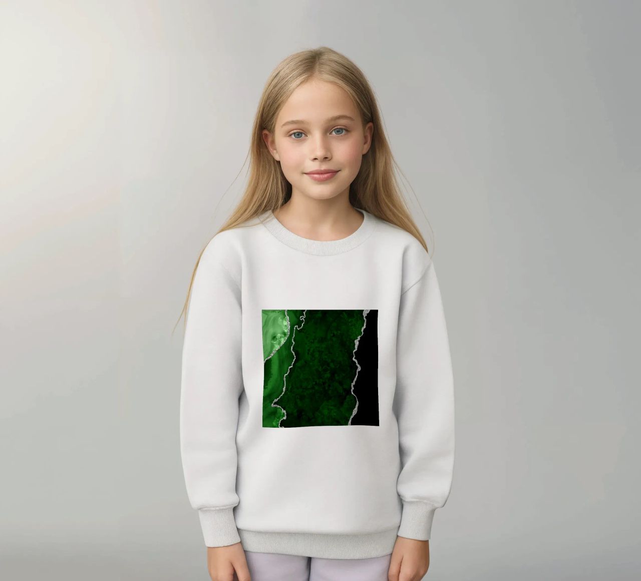 Texture Agata verde e argento 01 felpa bambino da Gemstone Textures