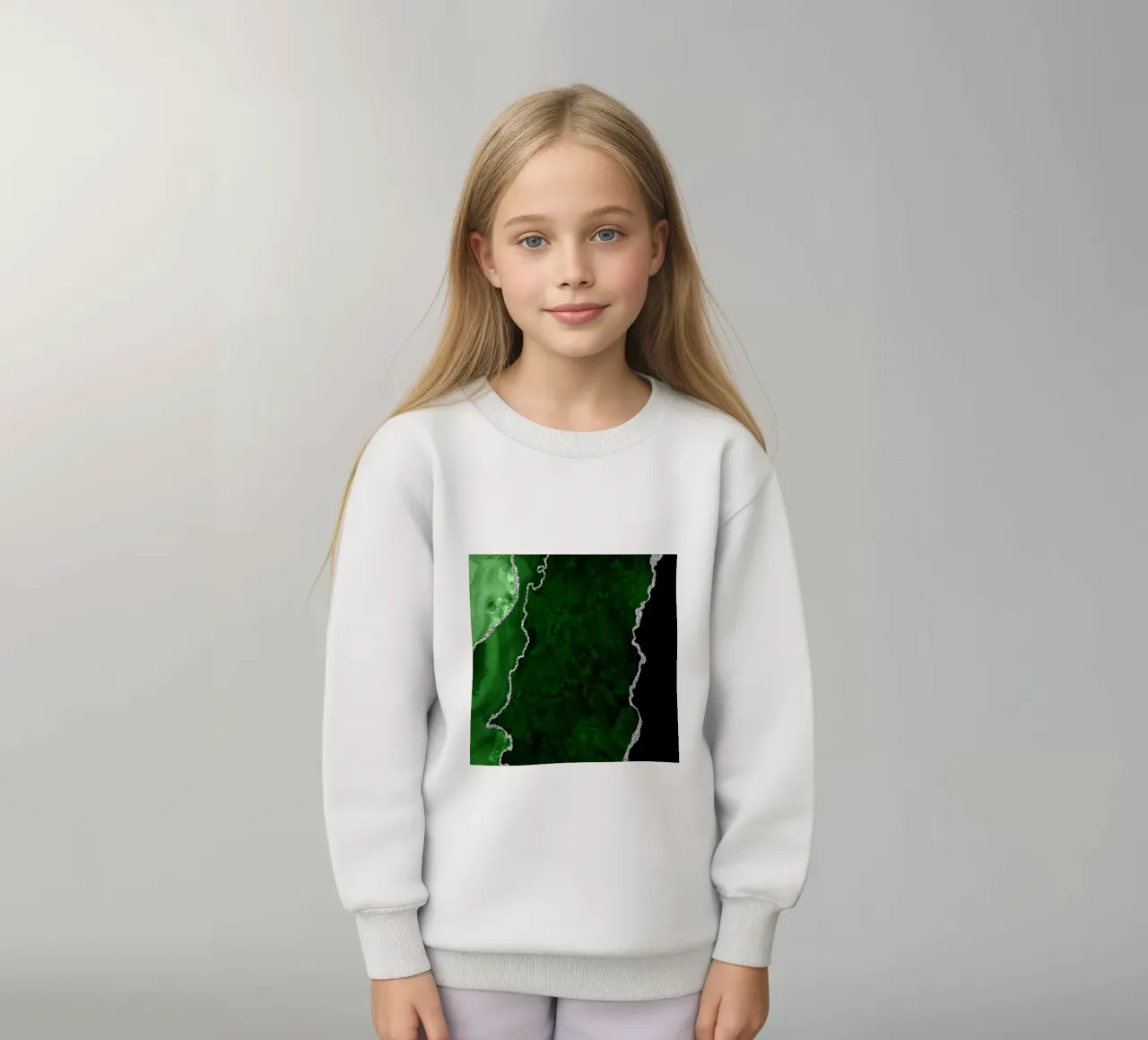 Texture Agata verde e argento 01 felpa bambino da Gemstone Textures