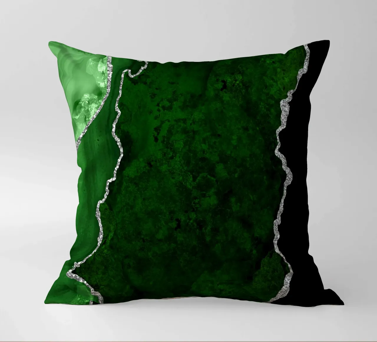 Texture Agate verte et argentée 01 coussin de Gemstone Textures