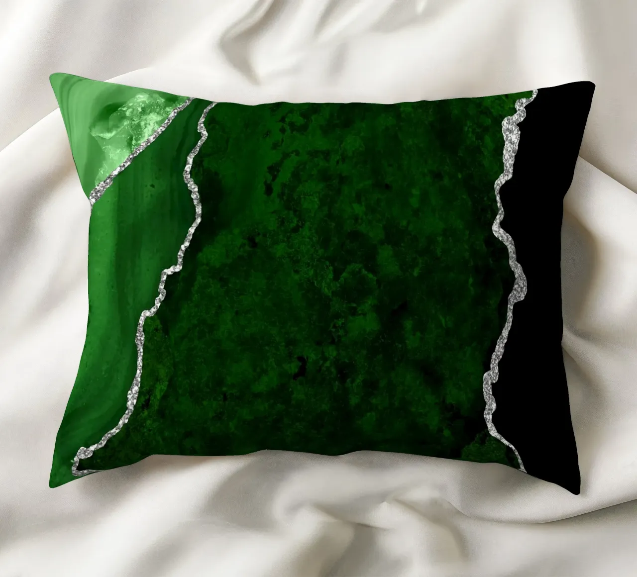 Texture Agate verte et argentée 01 coussin de Gemstone Textures