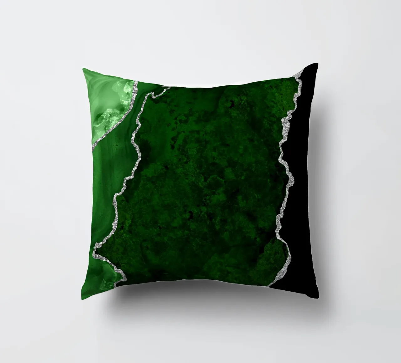 Green & Silver Agate Texture 01 decorative cushion by Gemstone Textures