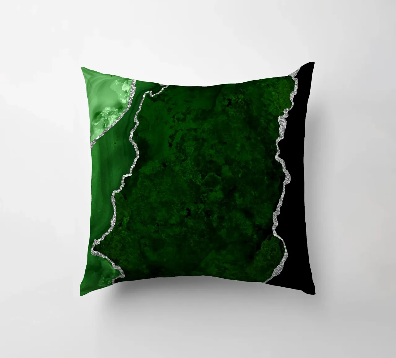 Green & Silver Agate Texture 01 decorative cushion by Gemstone Textures