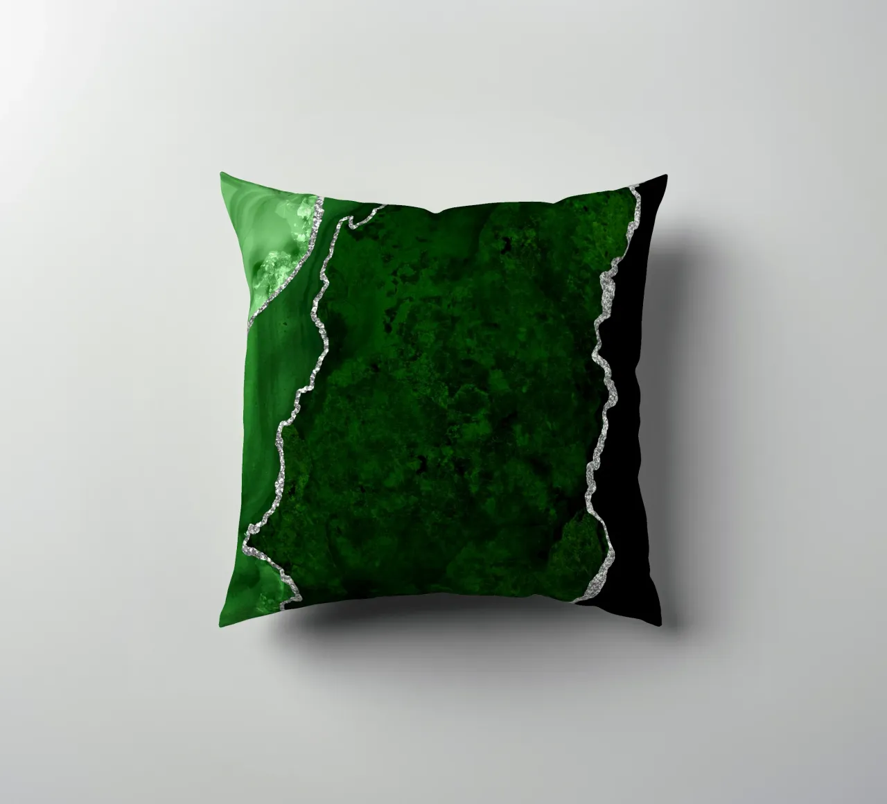 Green & Silver Agate Texture 01 decorative cushion by Gemstone Textures