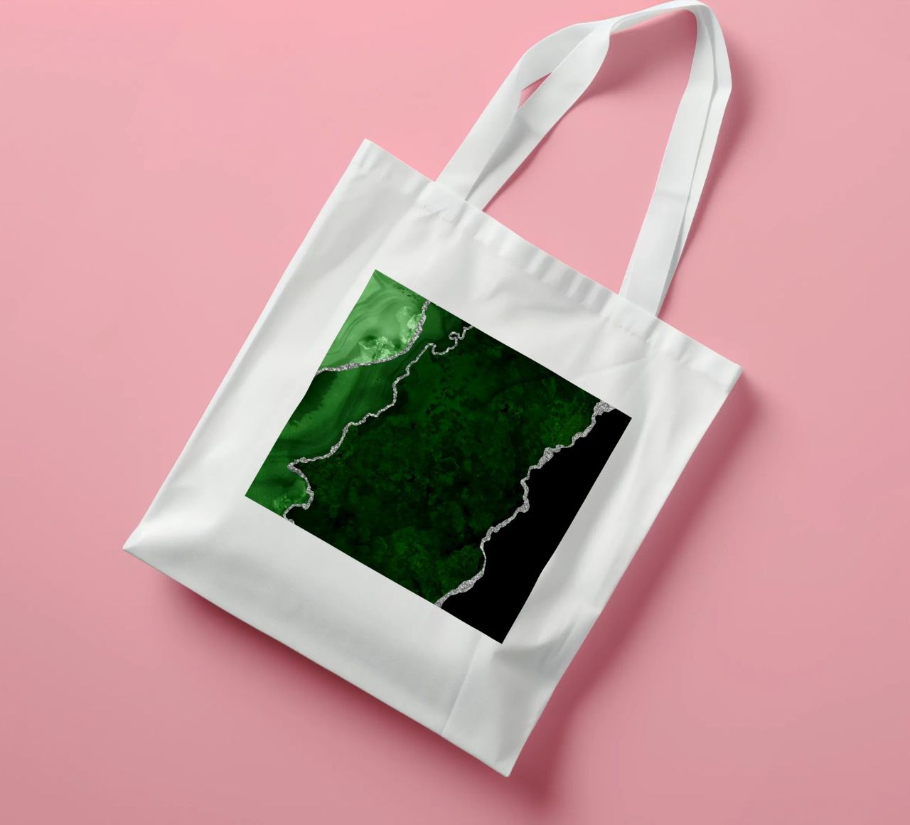 Texture Agata verde e argento 01 borsa in juta da Gemstone Textures