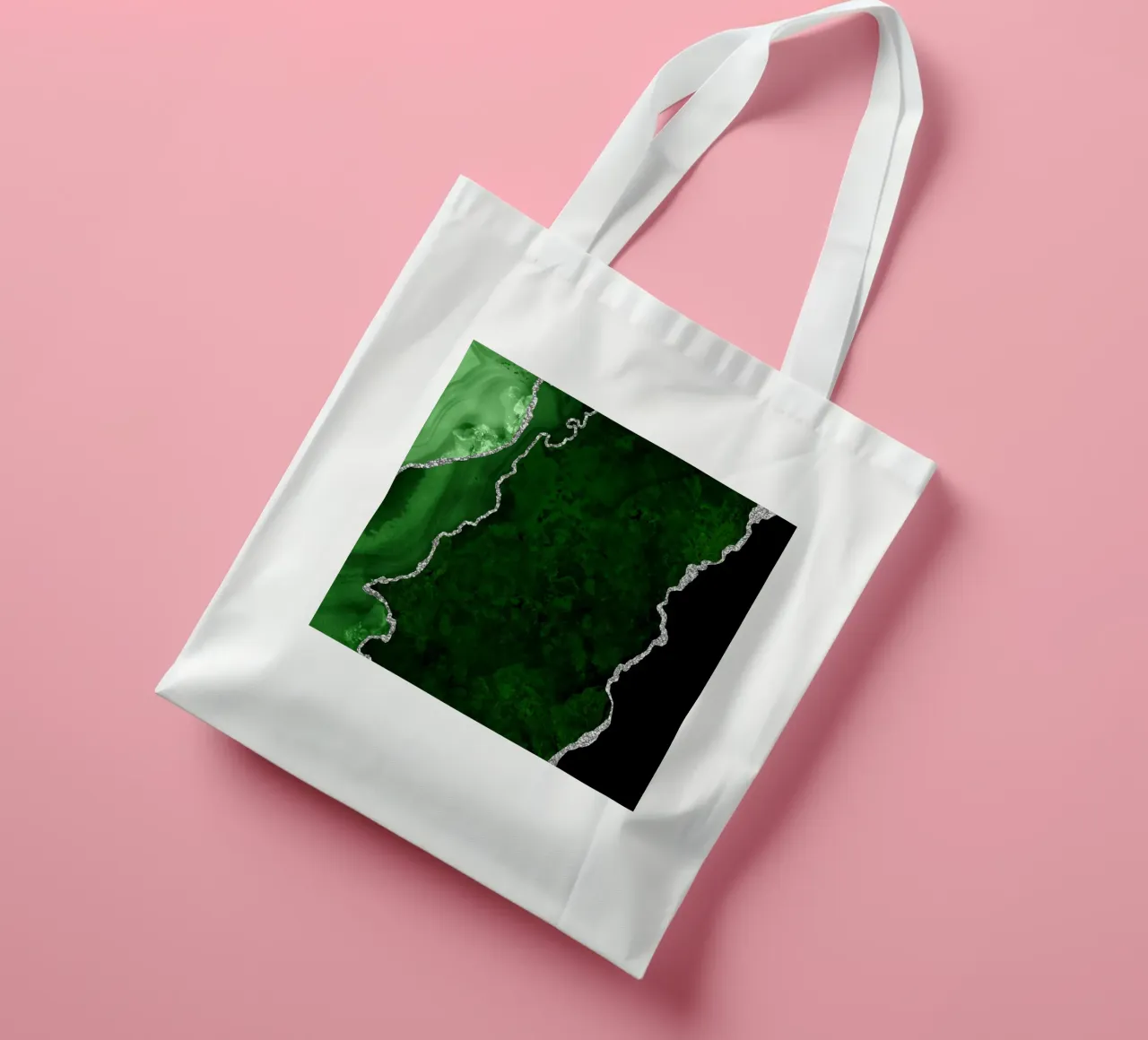 Texture Agata verde e argento 01 borsa in juta da Gemstone Textures