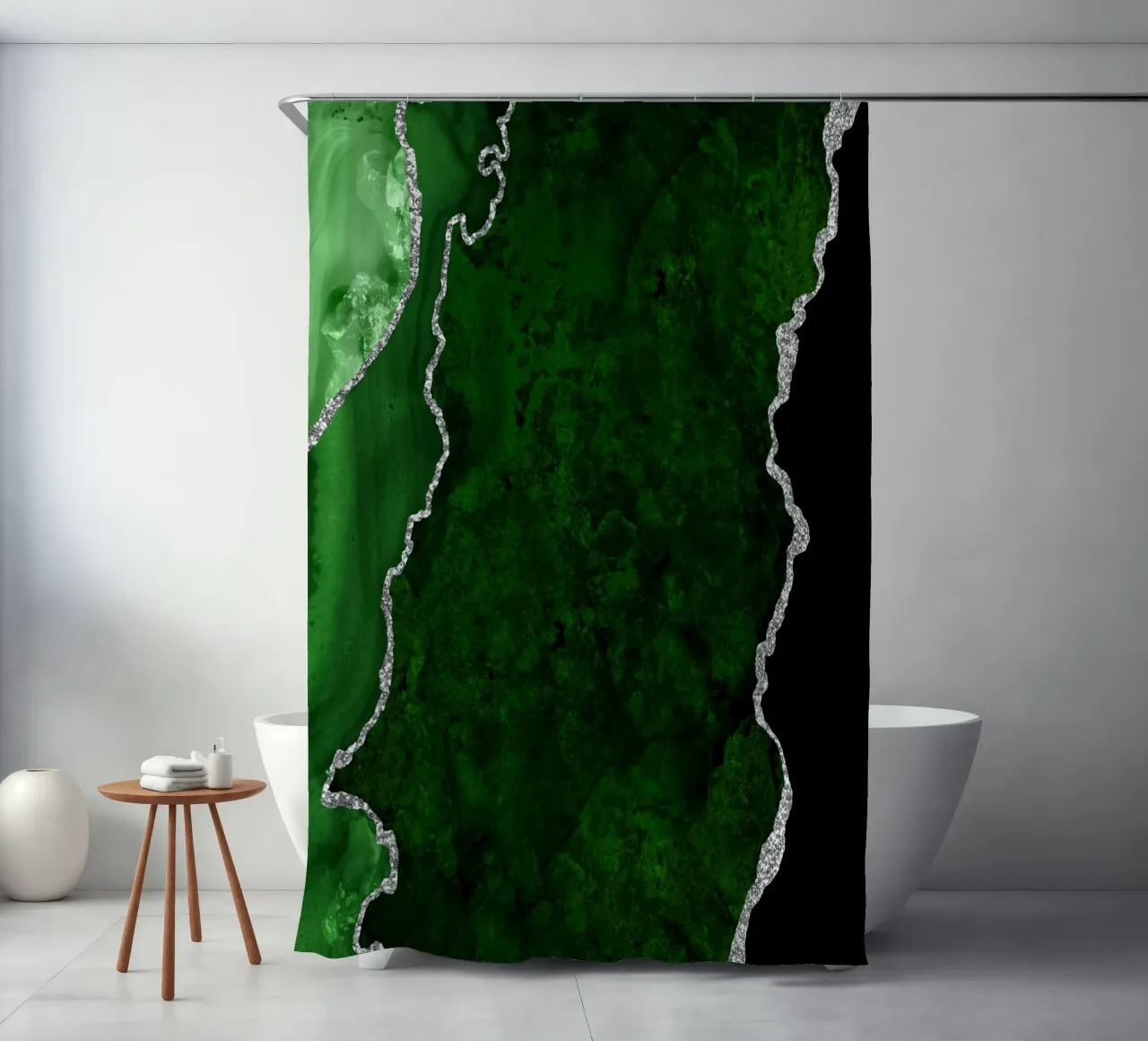Texture Agata verde e argento 01 tenda da doccia da Gemstone Textures