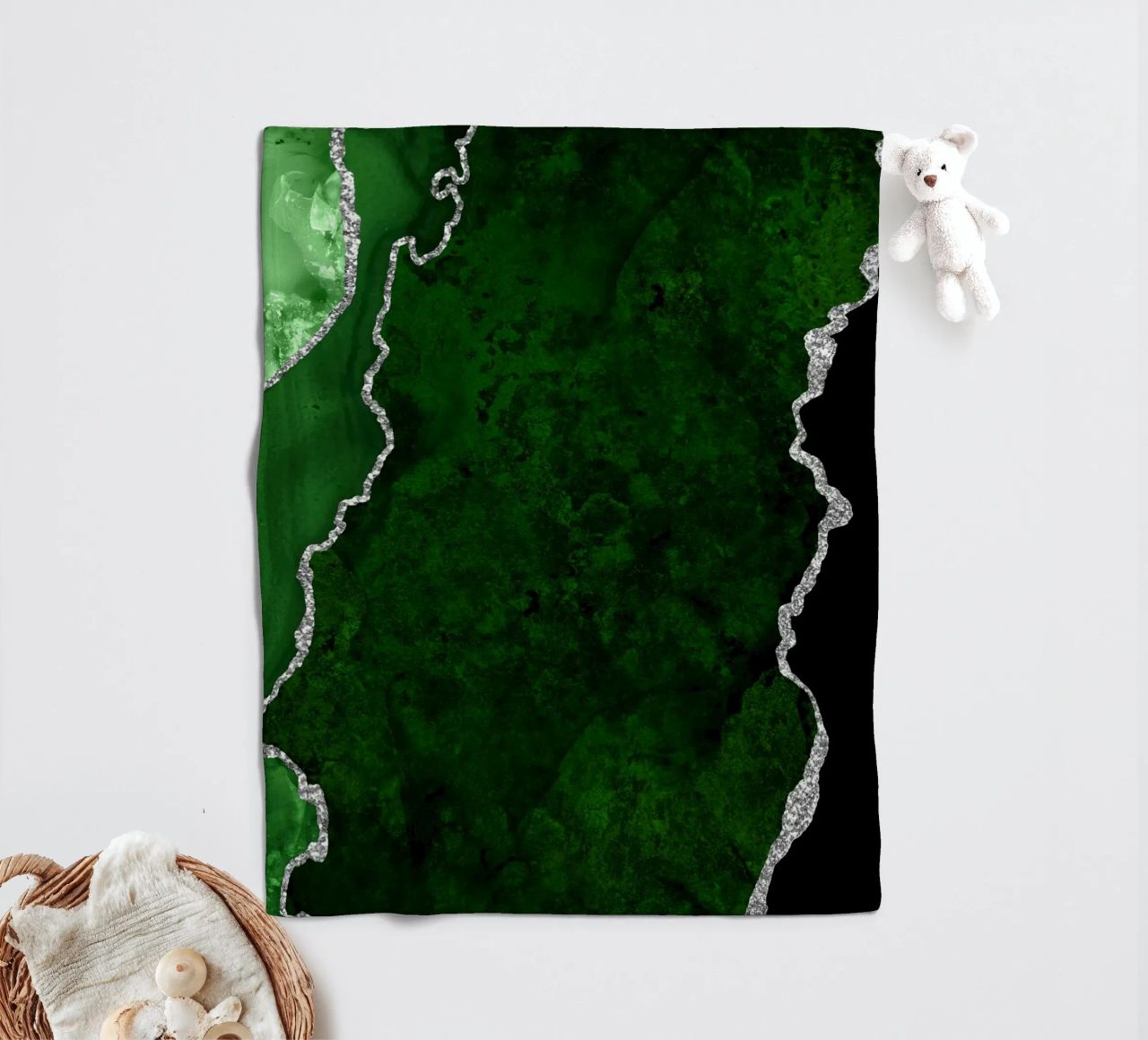 Texture Agata verde e argento 01 coperta in pile da Gemstone Textures
