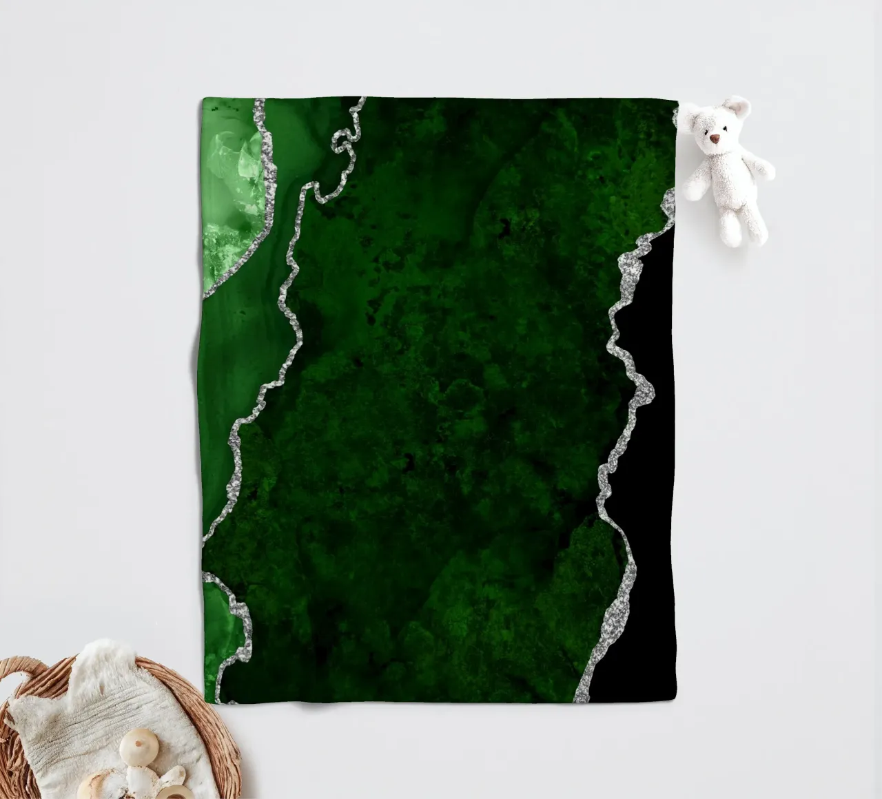 Ágata verde y plateada Textura 01 manta de franela de Gemstone Textures