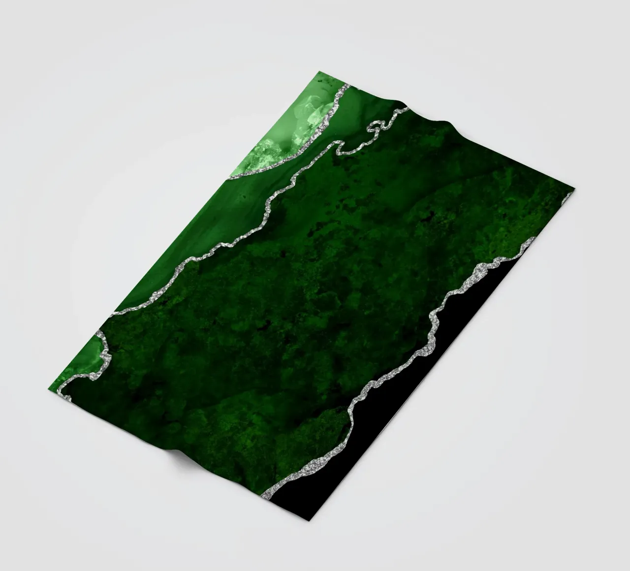 Grüner & silberner Achat Textur 01 Fleecedecke von Gemstone Textures