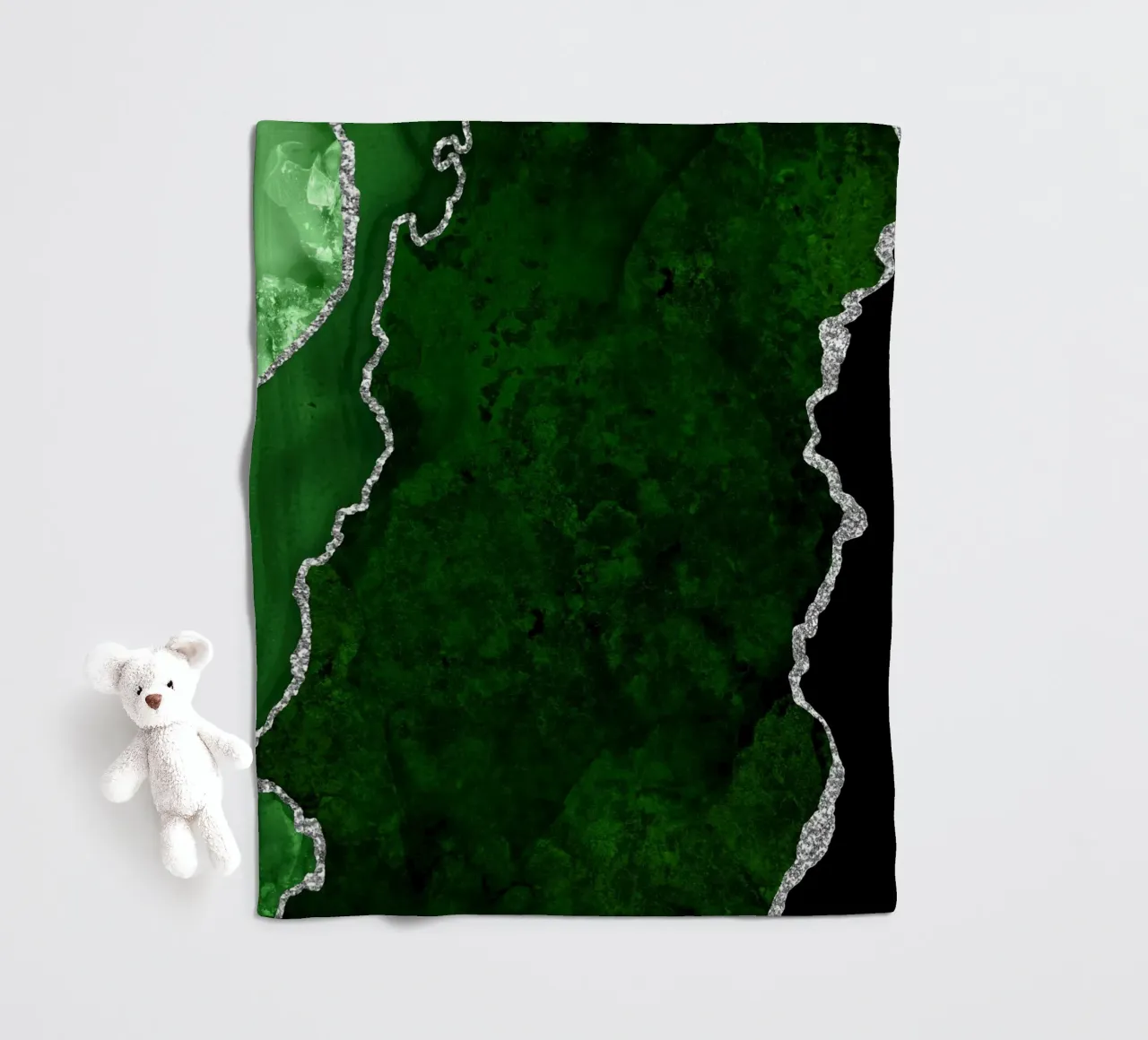 Grüner & silberner Achat Textur 01 Fleecedecke von Gemstone Textures