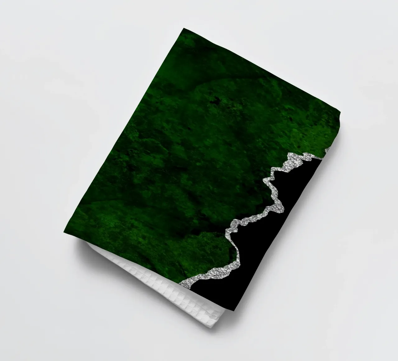 Grüner & silberner Achat Textur 01 Geschirrtuch von Gemstone Textures