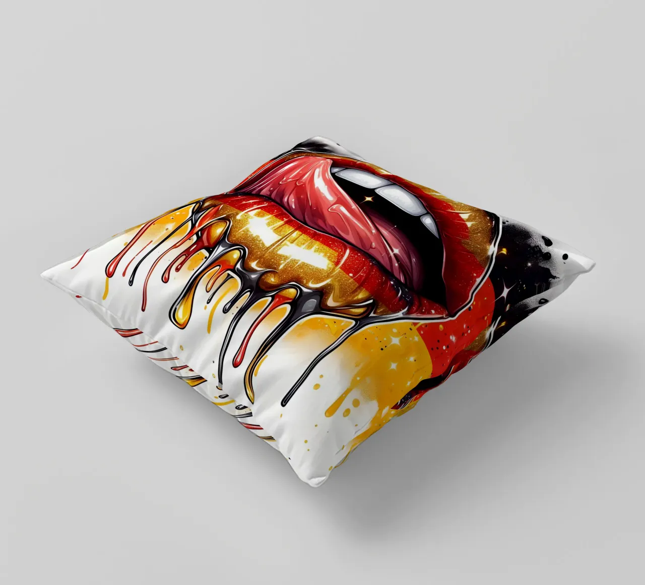 German Graffiti Lips decorative cushion by ARTOMATIC